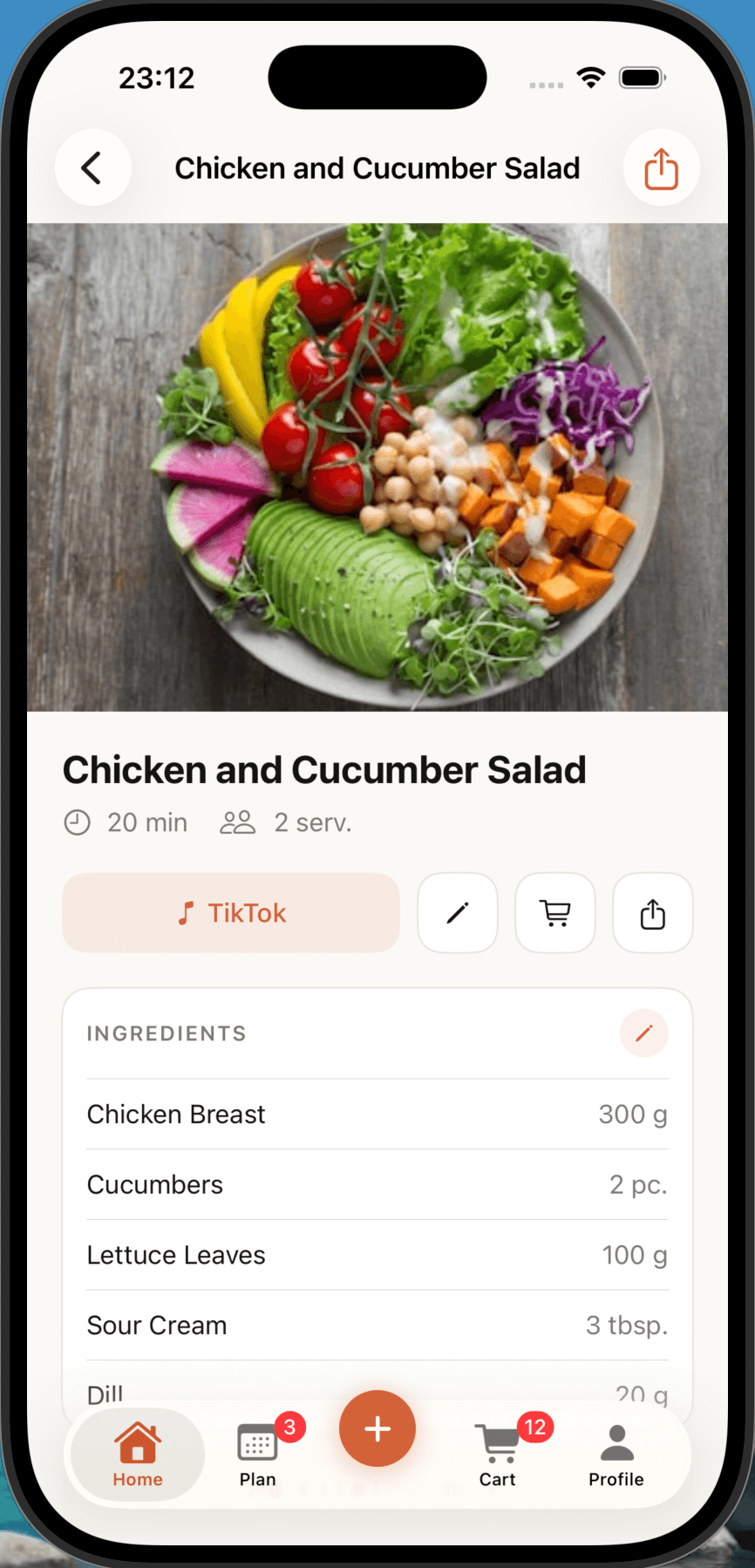 Savie app — ingredients